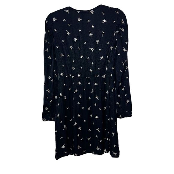 ALLSAINTS Rosi Embroidered Mini Dress Grunge Floral Long Sleeve V-Neck Crepe 4 - Picture 11 of 12